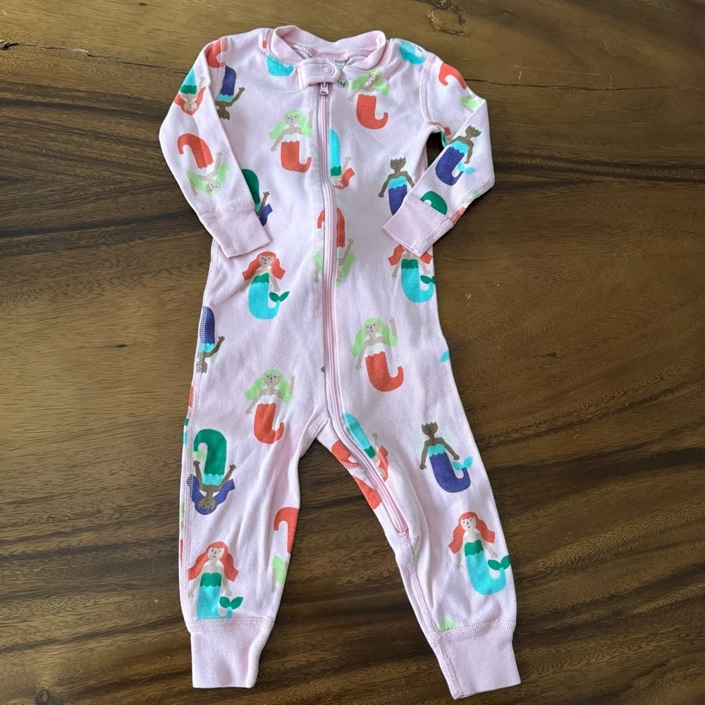 Hannah Andersson Pajama Mermaid Print Pink One Piece Organic Cotton 18-24M